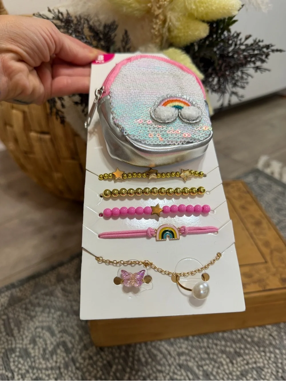 New Girls Mini Sequin Backpack & Jewelry 8 Piece Gift Set Bracelets & Rings